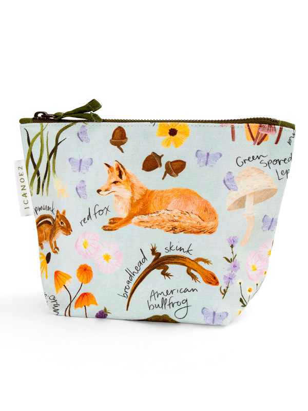 Flora & Fauna Canvas Pouch – Zippered Organizer, 1 of 3