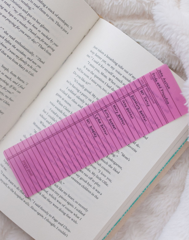 Pride and Prejudice Library Check Out Transparent Bookmark, 2 of 3
