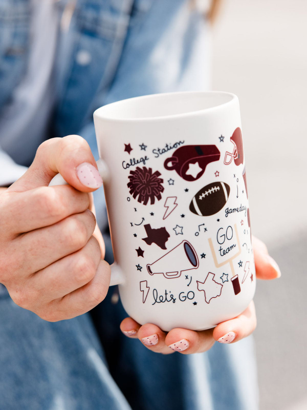 College Station Football Game Day Tall Ceramic Mug, 1 of 3