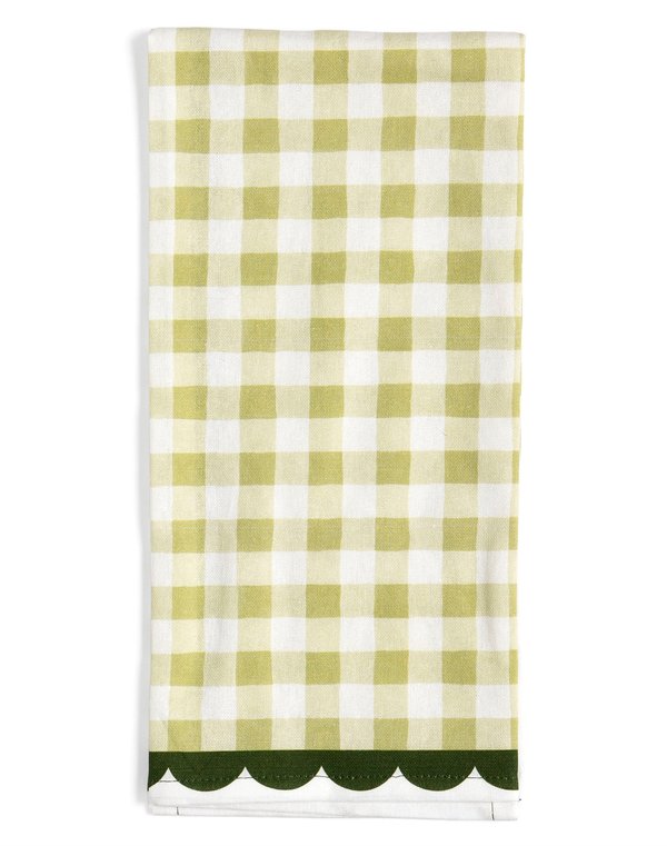 Green Gingham Scalloped Tea Towel, 1 of 11