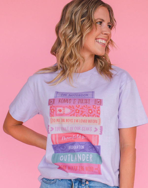 Romance Novels Book Stack Tee - Orchid, 2 of 3