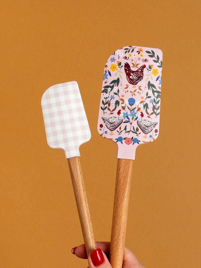 Chicken & Flowers Silicone Kitchen Spatulas - Set of 2, 1 of 7