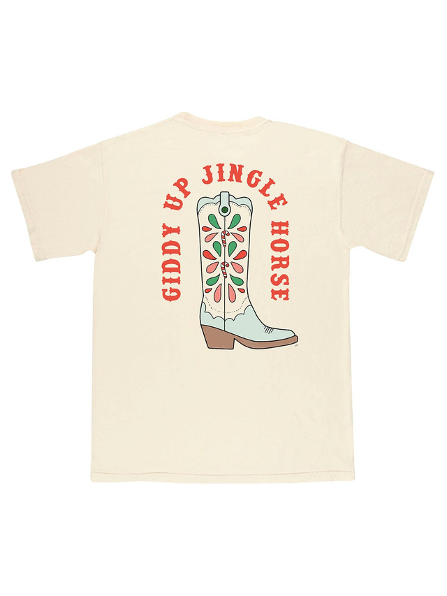 Giddy Up Jingle Horse Christmas Western Tee - Ivory, 3 of 4