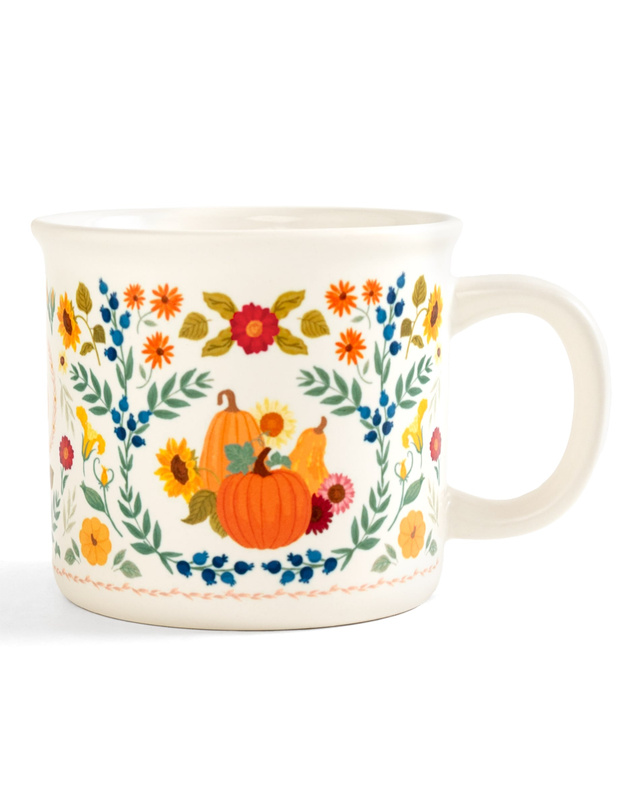 Pumpkin Folk Floral Fall 14oz Ceramic Coffee Mug, 4 of 5
