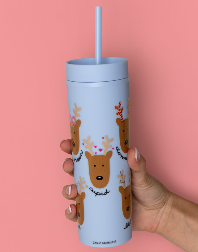 Santa's Reindeer Christmas Acrylic Skinny Tumbler, 1 of 4