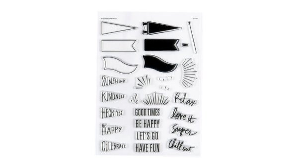 Stamp Set : 6×8 Be Happy Pennant Flags, 1 of 6