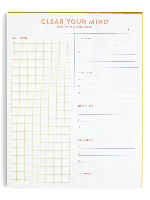 Clear Your Mind Brain Dump 8.5×11 Notepad, 1 of 3