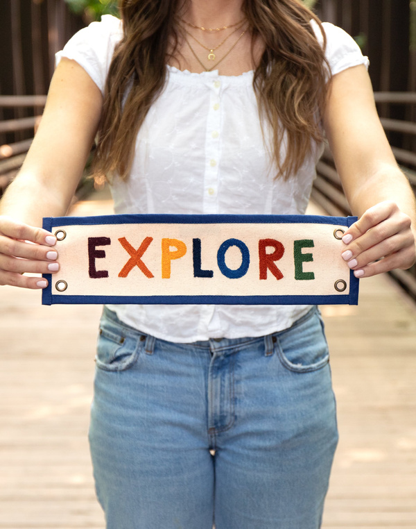 Explore Embroidered Canvas Banner, 1 of 4