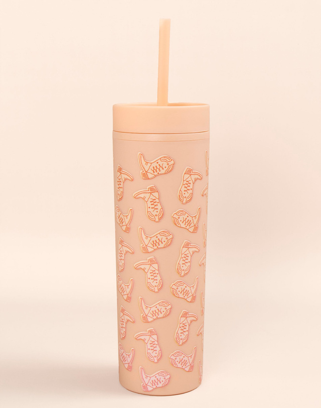 Western Cowgirl Boots Acrylic Tumbler - Peach, 1 of 1
