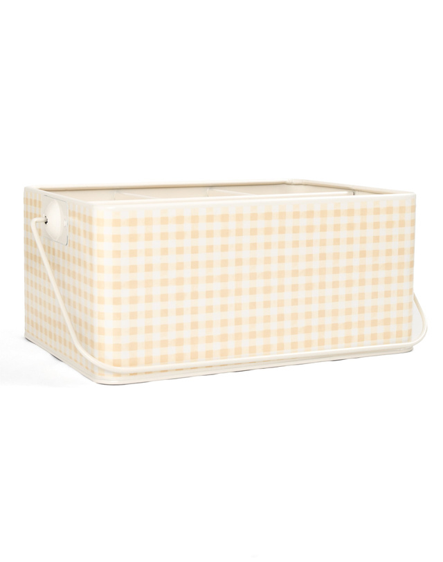Beige Gingham Tin Utensil Caddy, 2 of 3