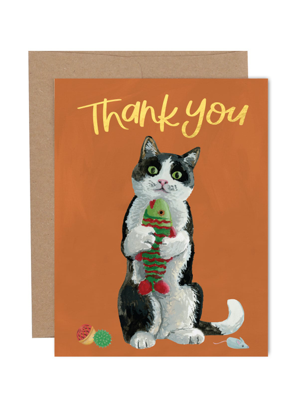 Thank You Cat Toy Greeting Card, 1 of 1