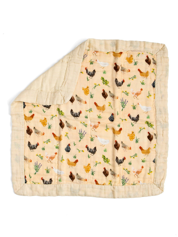 Chicken Meadows Baby Lovey Muslin Blanket, 1 of 2