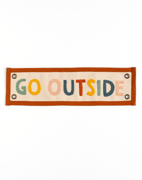 Rainbow Go Outside Embroidered Canvas Banner, 2 of 5
