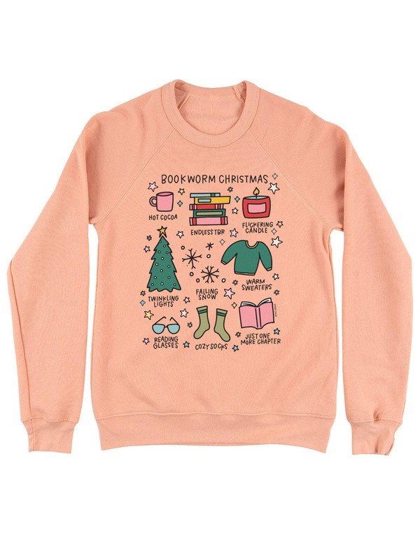 Bookworm Christmas Sweatshirt - Peach, 3 of 3