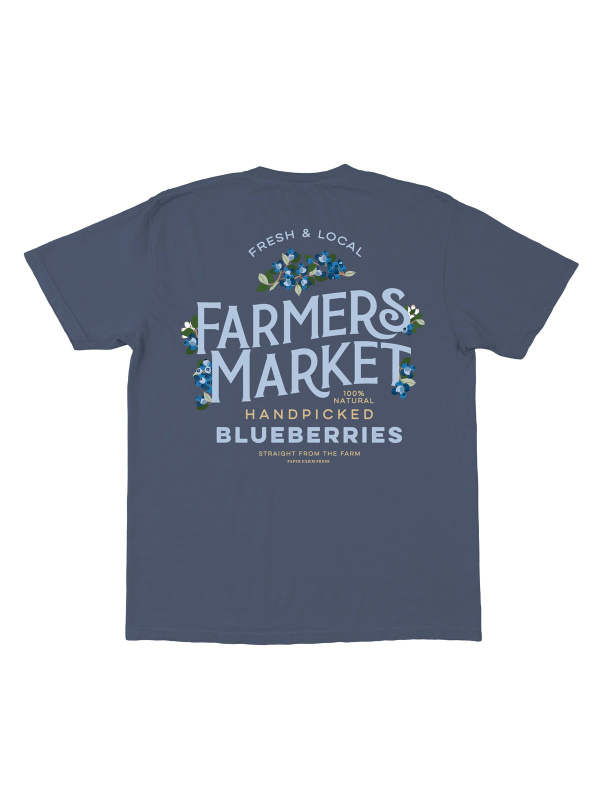 Blueberry Field Farmers Market Tee - Blue Jean, 1 of 5