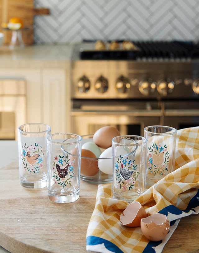 Orpington Chicken Folk Floral Mini Juice Glass, 3 of 3