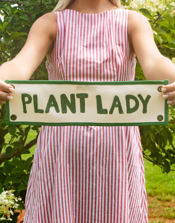 Plant Lady Embroidered Canvas Banner, 1 of 2