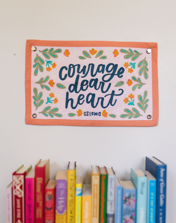 Courage Dear Heart Embroidered Canvas Banner, 1 of 7