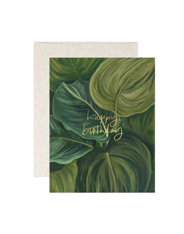 Green Leaves Birthday Greeting Card, 1 of 1
