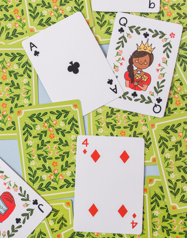 Green Floral Deck of Playing Cards, 5 of 7