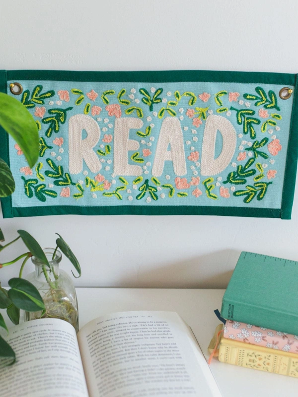 Read Embroidered Canvas Banner, 1 of 4
