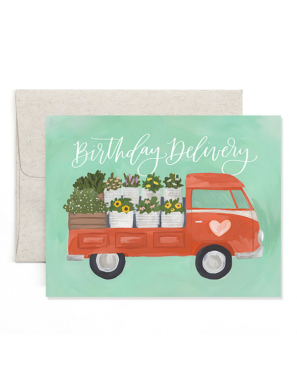 Flower Truck Birthday Greeting Card, 1 of 1