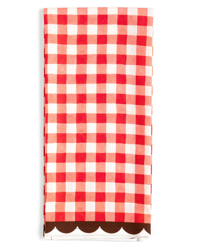 Red Gingham Scalloped Tea Towel, 1 of 13