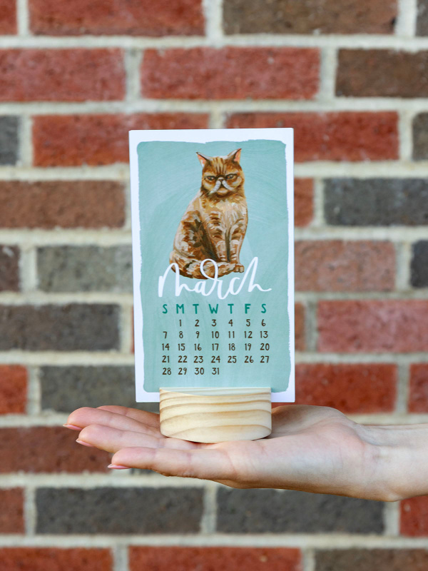 Feline Friends Cats 2027 Mini Desk Calendar + Wooden Block, 1 of 7