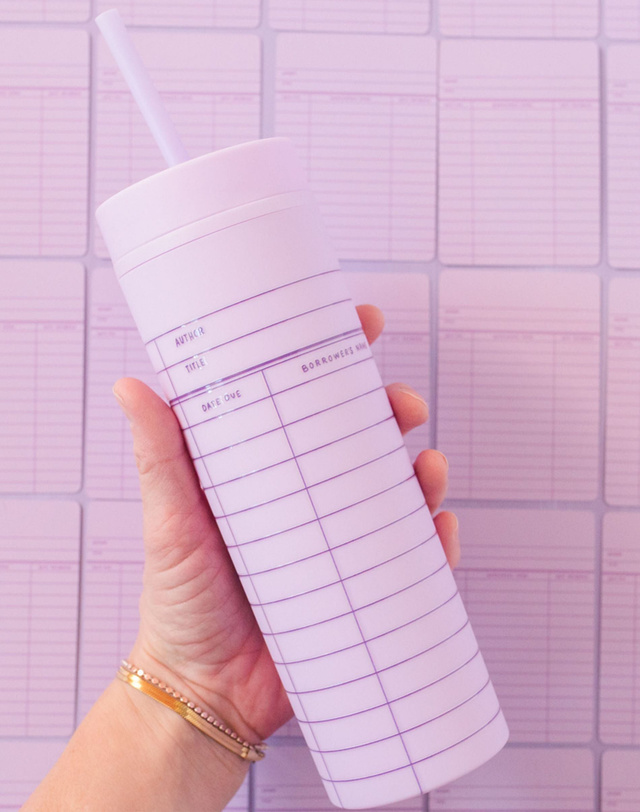 Library Card 16oz Skinny Acrylic Tumbler - Lilac, 2 of 4