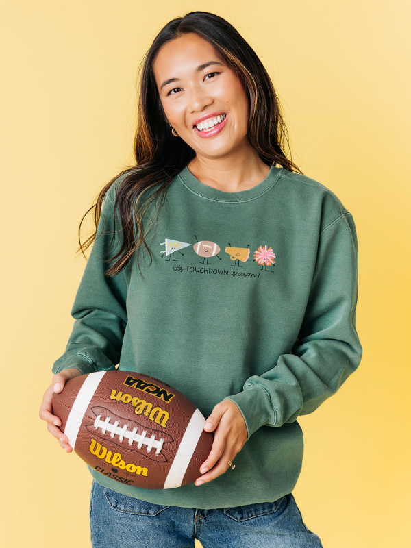Touchdown Season Football Sweatshirt - Light Green, 1 of 3