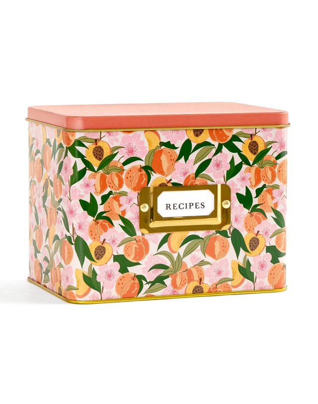 Peach Blossom Tin Recipe Card Box, 5 of 6