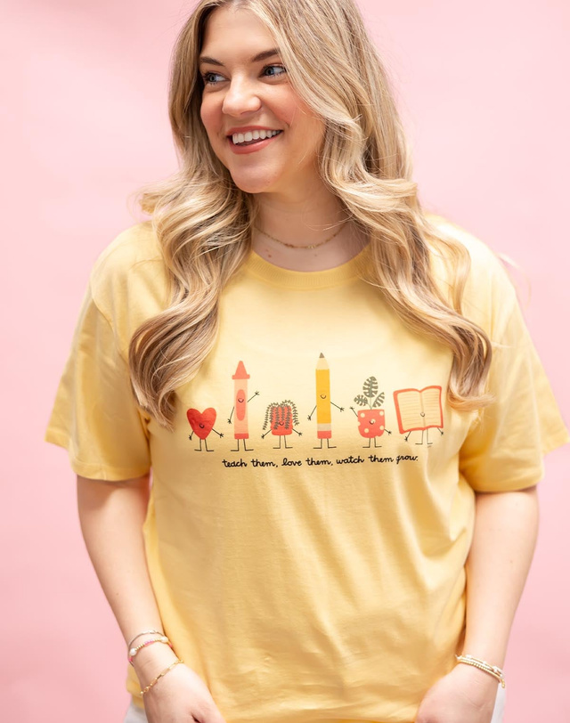 Teach Them, Love Them, Watch Them Grow - Callie Tee - Light Yellow, 1 of 5