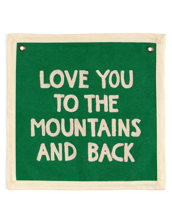 Mountains And Back Embroidered Canvas Banner, 2 of 6
