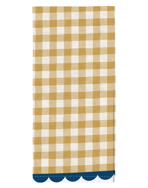Gold Gingham Scalloped Tea Towel, 3 of 3