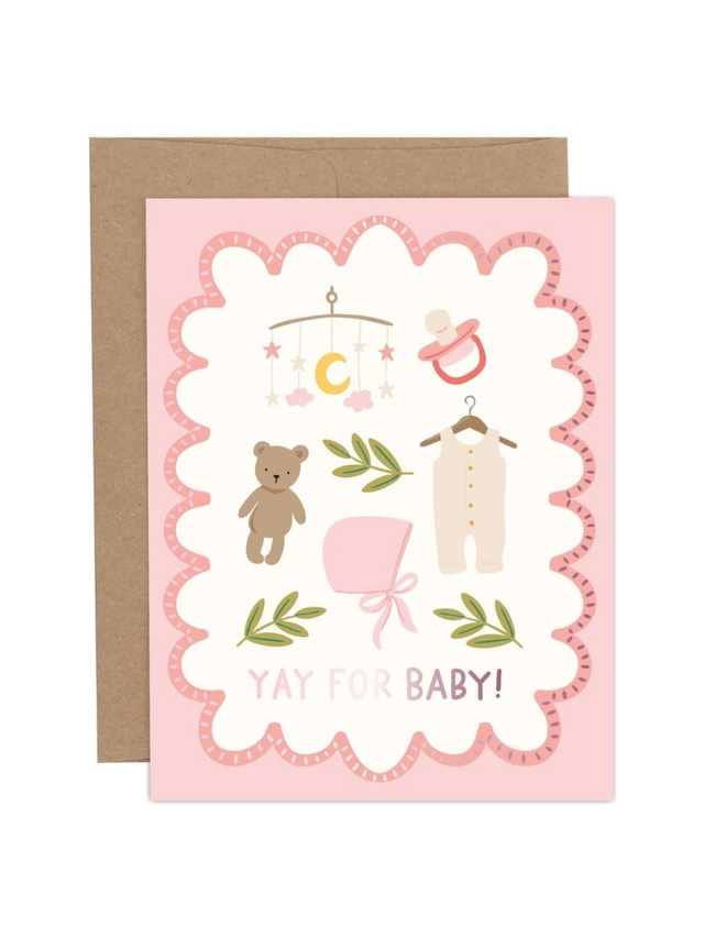Yay For Baby Congratulations Greeting Card - Pink, 1 of 1