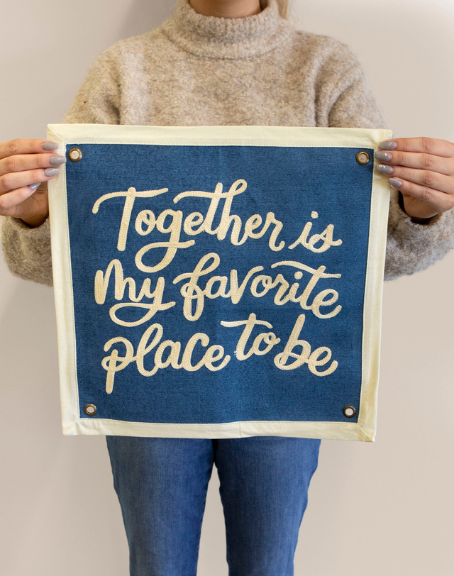 Together Is My Favorite Place Embroidered Canvas Banner, 1 of 3