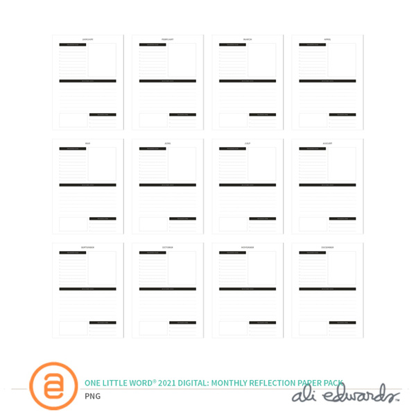 One Little Word® 2021 Digital Monthly Reflection Paper Pack, 1 of 1