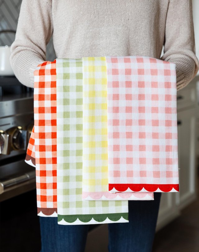 Green Gingham Scalloped Tea Towel, 6 of 11