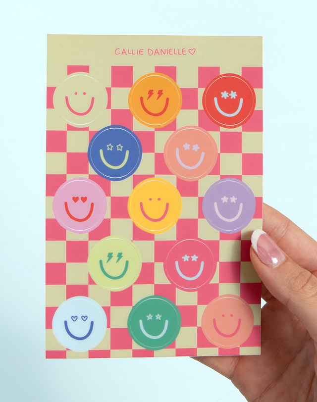 Smiley Faces Checkerboard Sticker Sheet, 1 of 2