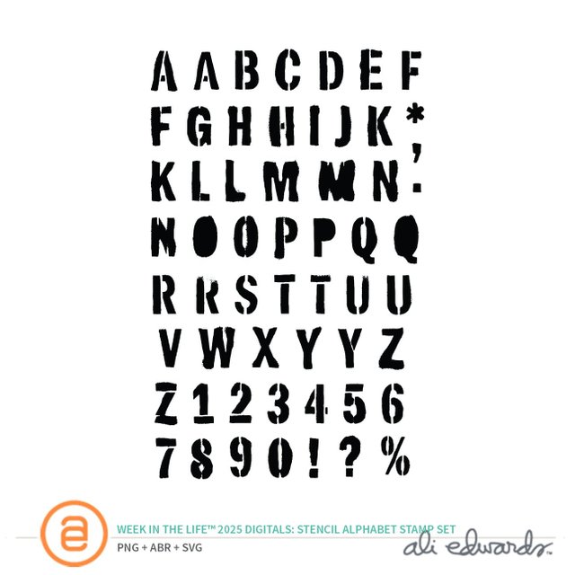 Week In The Life™ 2025  Stencil Alphabet Digital Stamp Set , 1 of 1