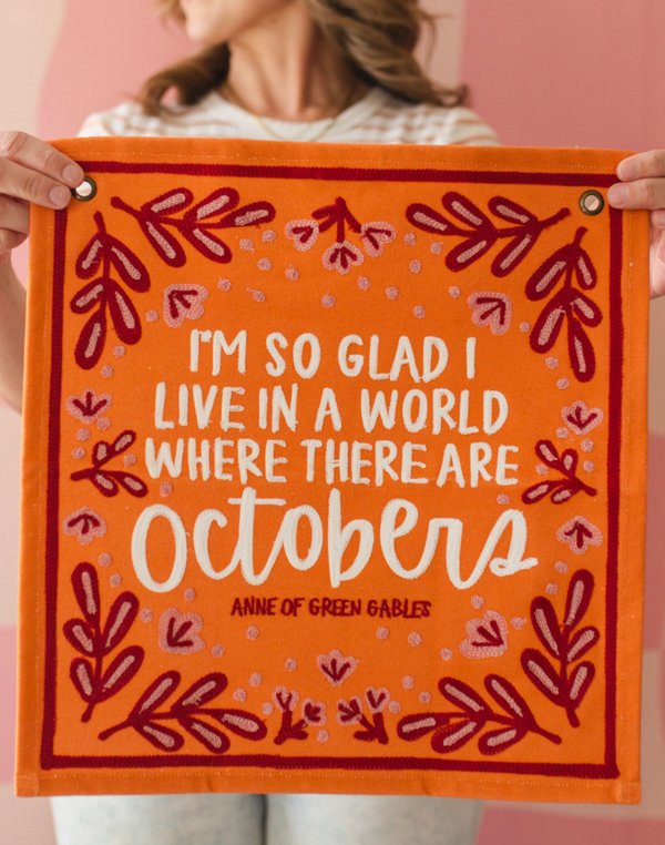 Octobers Embroidered Canvas Banner, 1 of 4