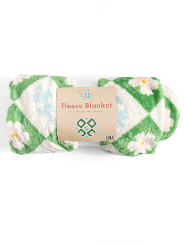 Puzzle Lover Floral Checkerboard Fleece Throw Blanket, 2 of 6