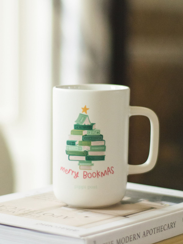 Merry Bookmas Christmas Tree Tall Ceramic Coffee Mug, 1 of 3