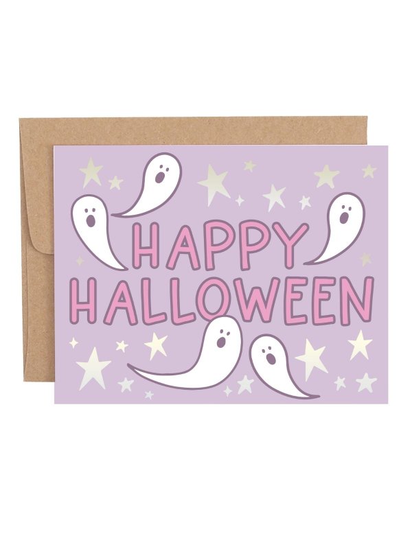 Happy Halloween Ghosts Greeting Card, 1 of 1