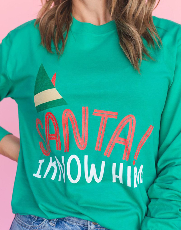 Santa! I Know Him Long-Sleeve Tee - Kelly Green, 2 of 3