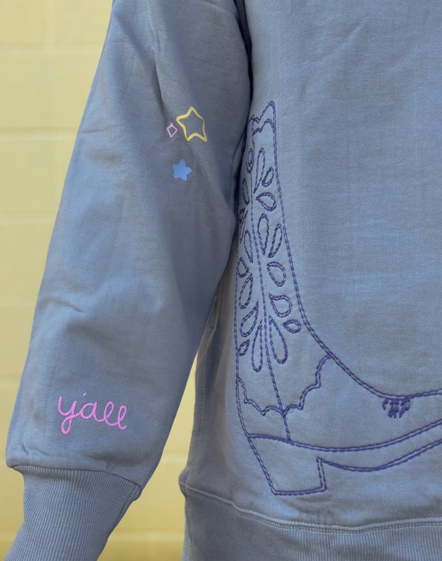 Howdy Cowgirl Boots - Callie Tunic Sweatshirt - Dusty Blue, 3 of 9