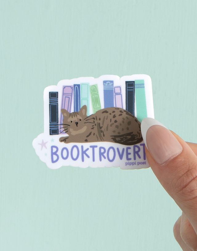 Booktrovert Books & Cat Decal Sticker, 3 of 4