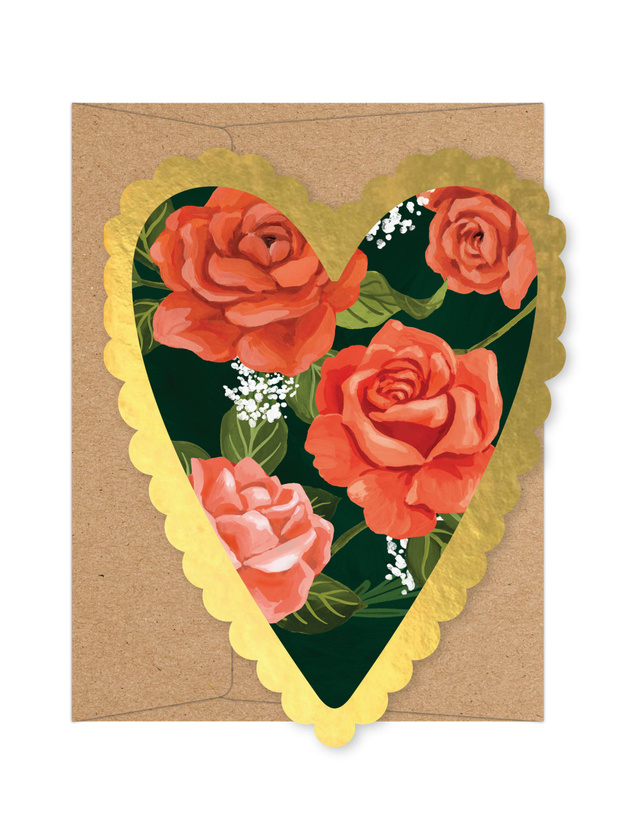 Red Roses Heart Specialty Greeting Card, 1 of 3