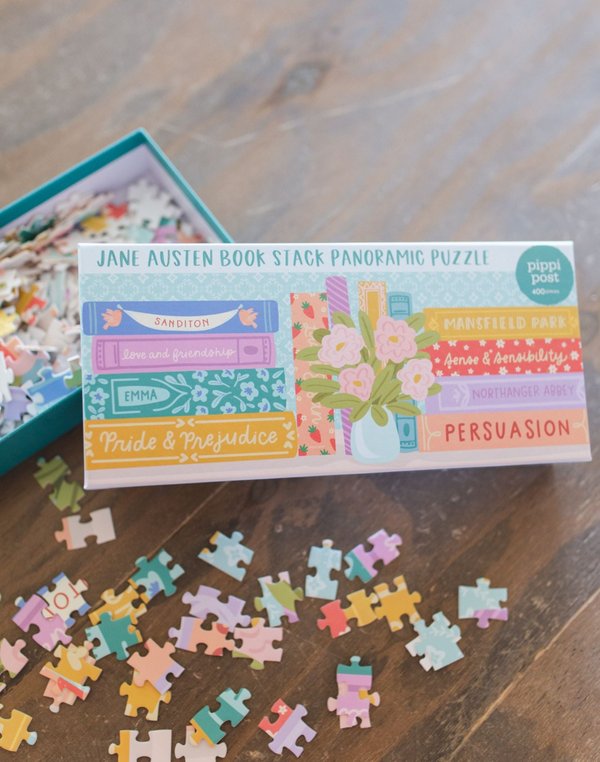 Jane Austen Book Stack - 400 Piece Panoramic Jigsaw Puzzle, 2 of 8