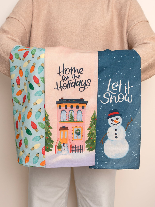 Home for the Holidays Christmas Village Kitchen Tea Towel, 5 of 5